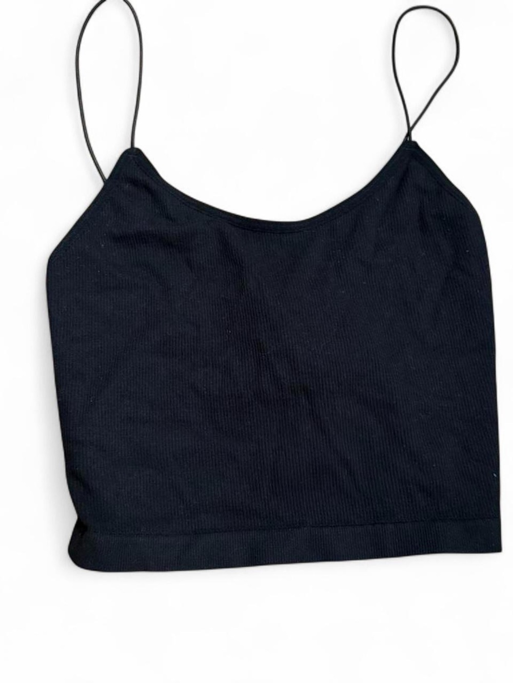 Streetwear Society, Black Spaghetti Strap Cropped Tank Top - Women's